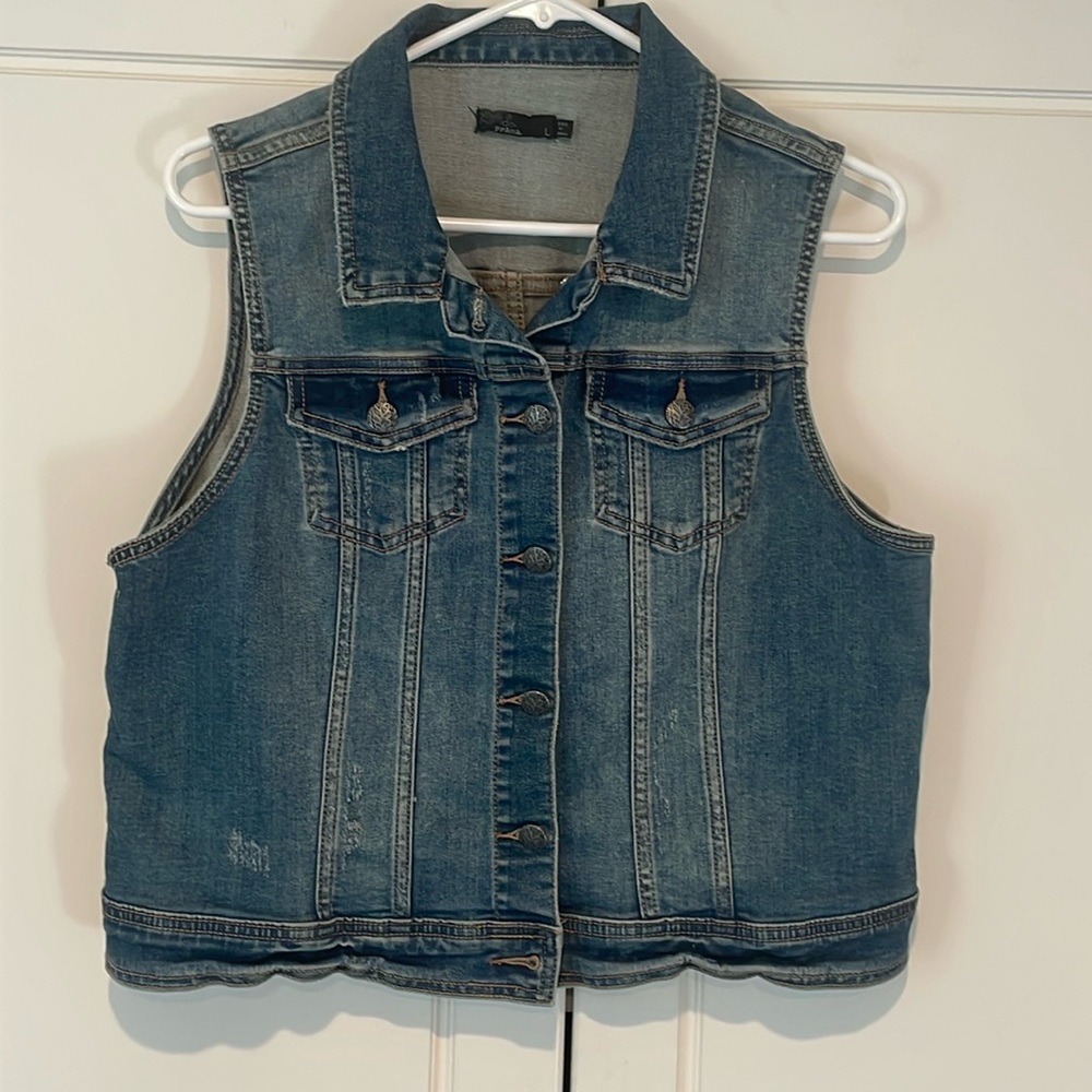 Prana denim vest womens size Large